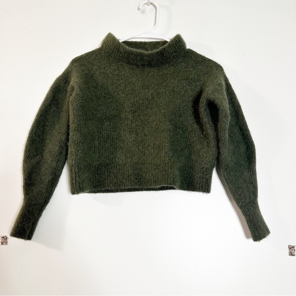 Everlane green alpaca wool knit cropped sweater